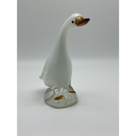 Vintage Hand Glass Blown White Goose Duck 7.5”H Figurine Statue Collectible - Picture 2 of 10